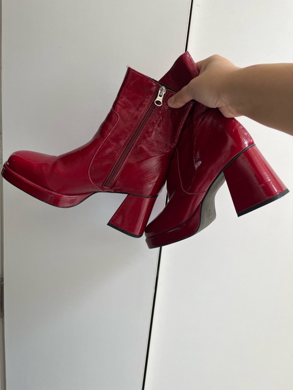 L’Intervalle Red Women’s Block Heel Ankle Boots